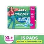 Whisper Ultra No Gap No Leaks Sanitary Pads XL+ (15 Pads)